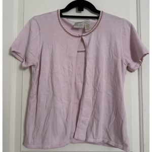 Vtg Emma James Womens Knit Cardigan Short Sleeve Top Layered Cottage Grandma